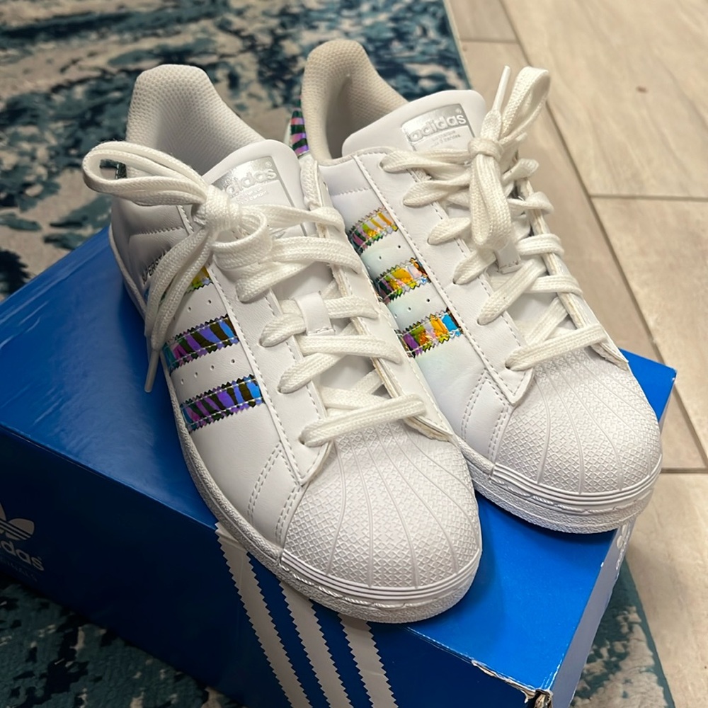 Adidas Superstar 5.5 Iridescent Zebra Stripe Sneaker